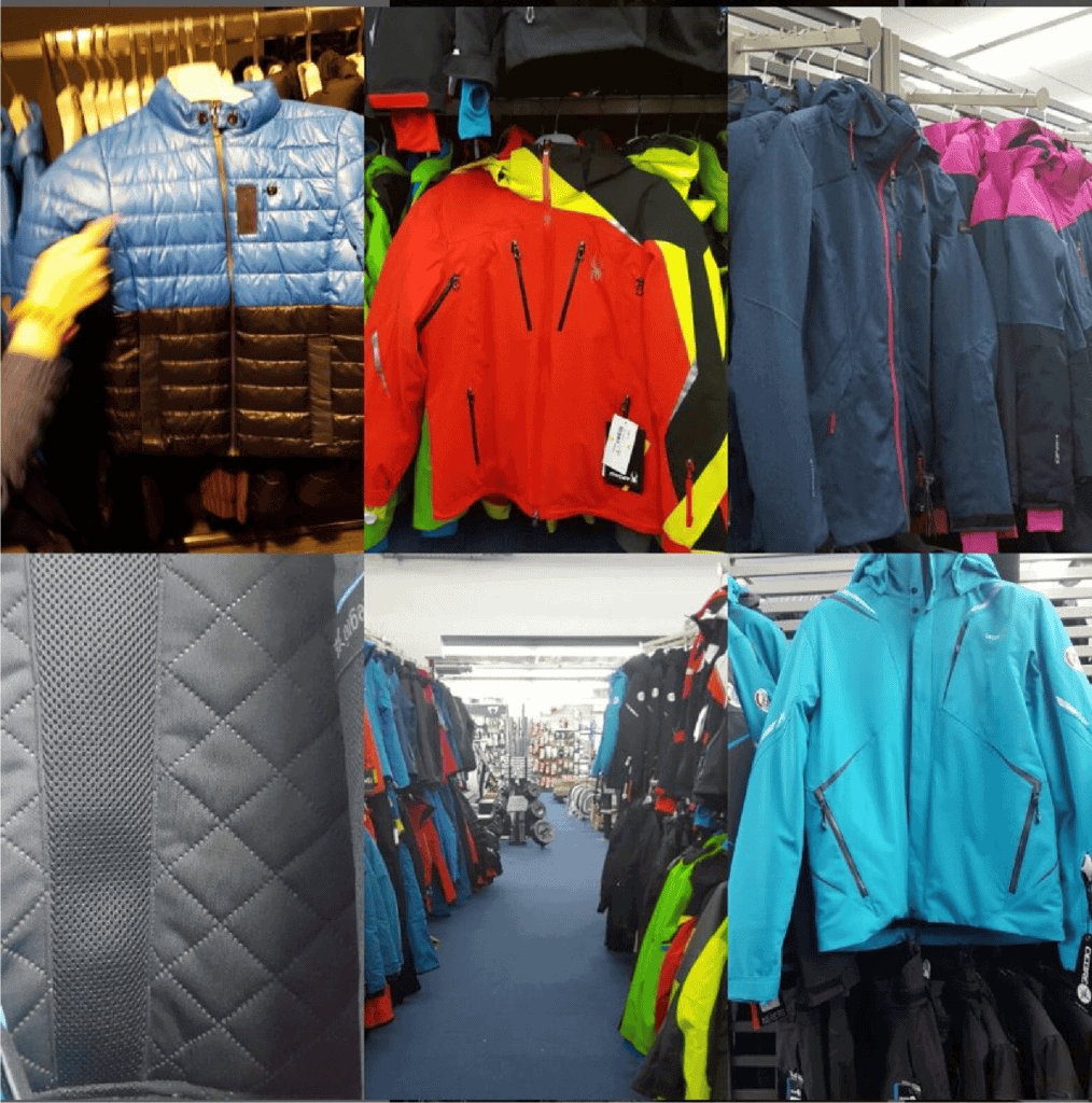A collage of images featuring assorted colors of men's sports jackets